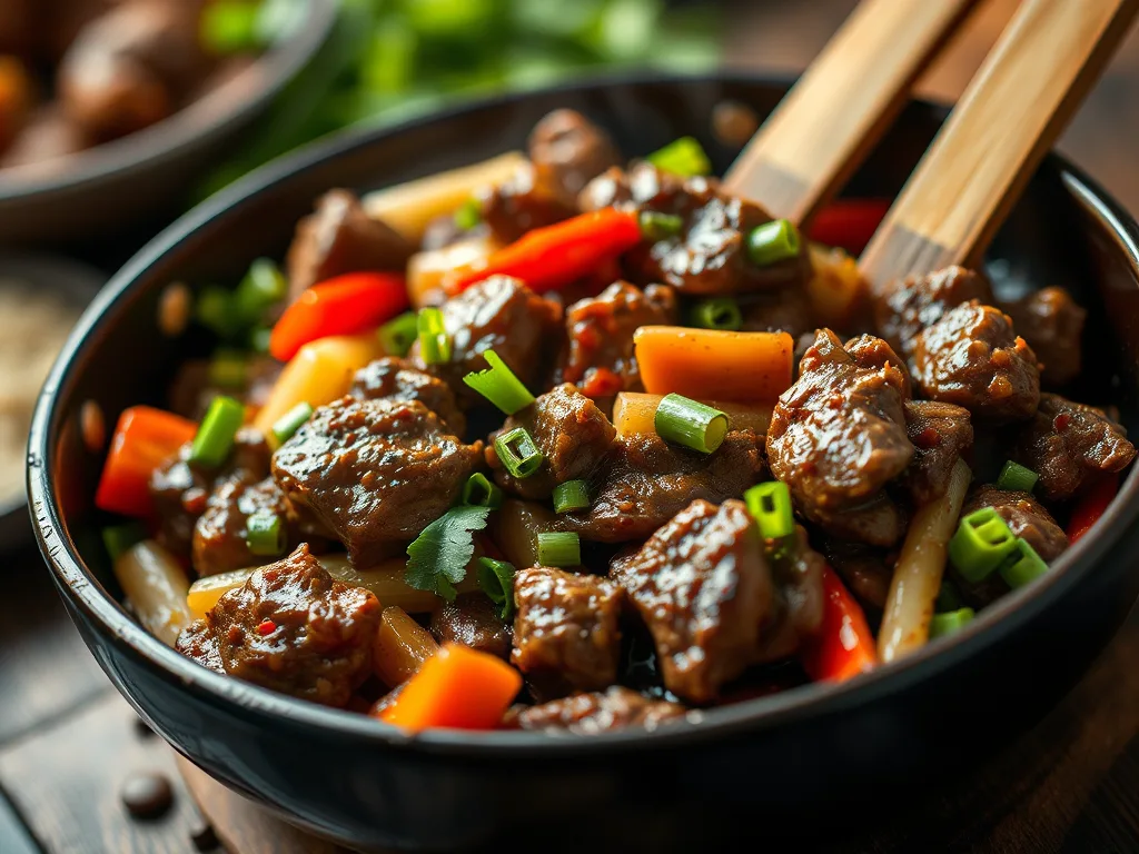 Schnelle und einfache Rindfleischpfanne mit gemischtem Gemüse