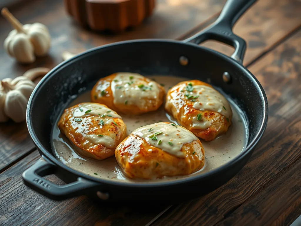 Cremiges Knoblauch-Hühnchen-Rezept – Einfaches Abendessen in einer Pfanne