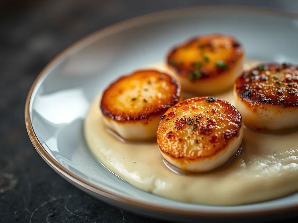 Seared Scallops with Truffle Cauliflower Purée