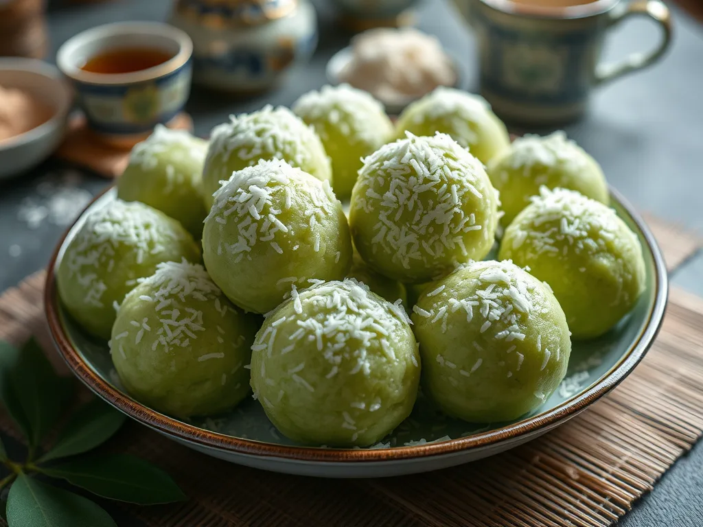 Indonesian Klepon Sweet Rice Balls with Palm Sugar and Coconut Recipe