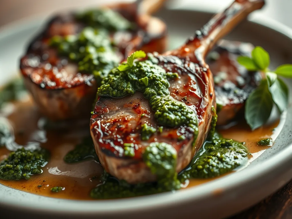 Chuletas de cordero a la sartén con pesto de menta: receta rápida y elegante