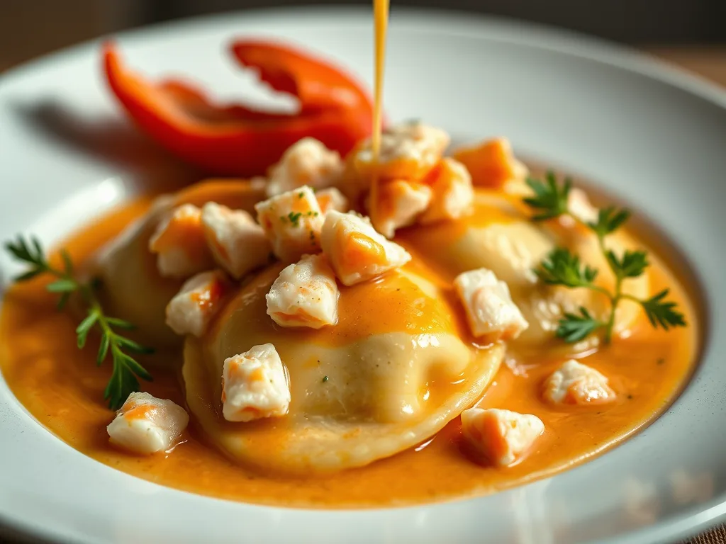 King Crab Ravioli with Lobster Bisque Sauce ”“ Elegant Pasta Recipe