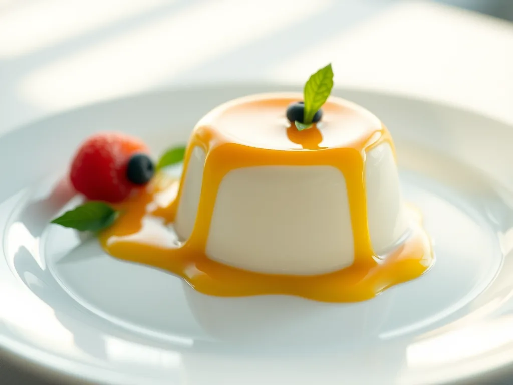 Panna Cotta à la noix de coco et au citron vert avec coulis de mangue – Dessert tropical crémeux
