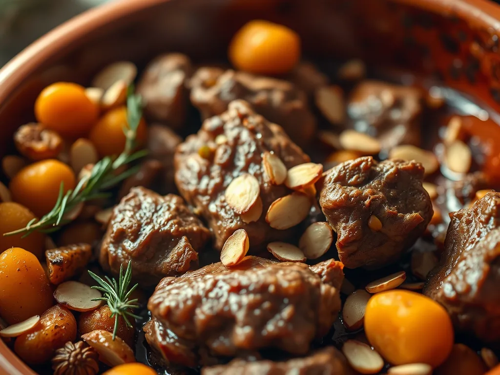 Marokkanische Lamm-Tajine mit Aprikosen und Mandeln