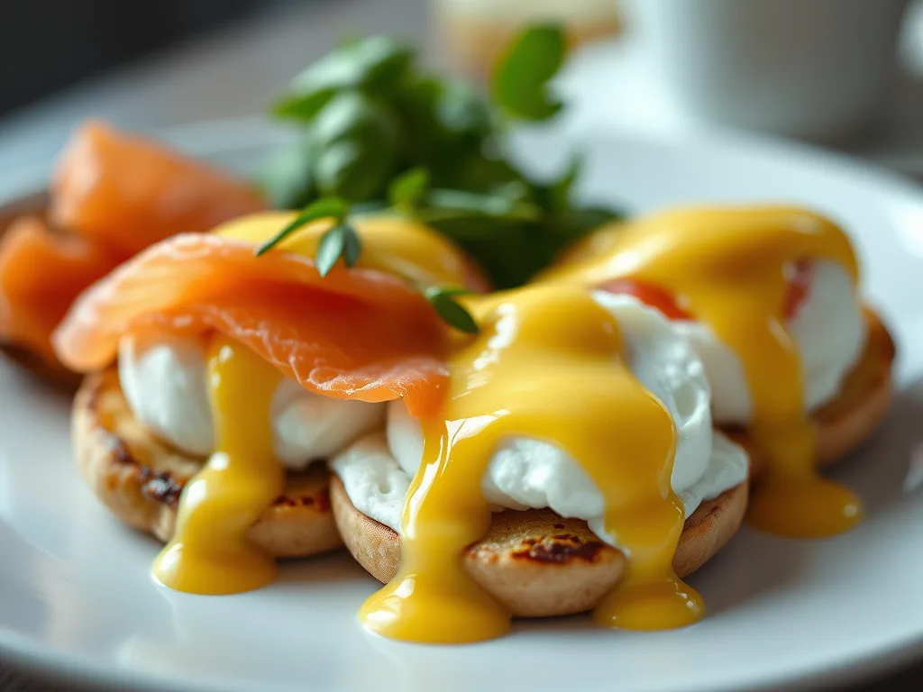 Huevos Benedict con Salmón Ahumado y Holandesa