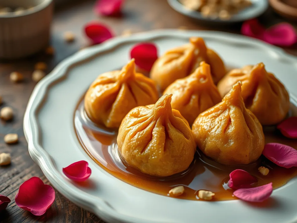 Indian Gulab Jamun Milk Dumplings in Rose-Infused Syrup Dessert