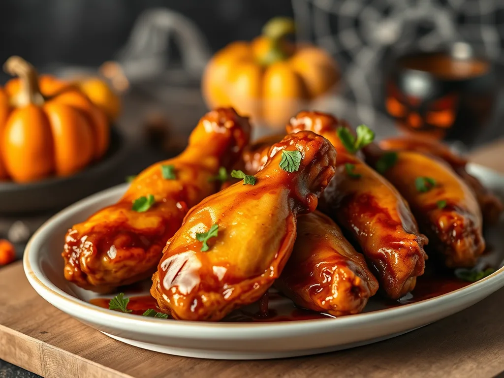Asas de morcego (asas de frango com cobertura de soja) – entrada assustadora de Halloween