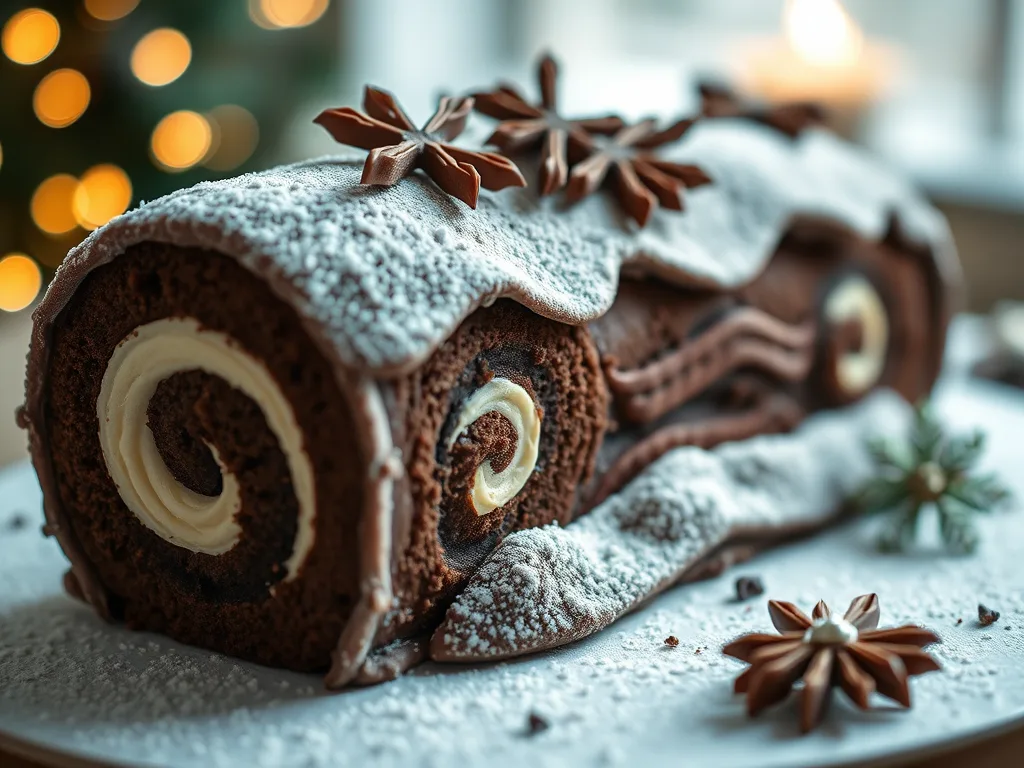 Receta de postre navideño de tronco de Navidad francés (Bûche de Noël)