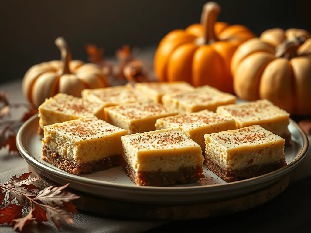American Pumpkin Cheesecake Bars Creamy Fall Dessert Recipe