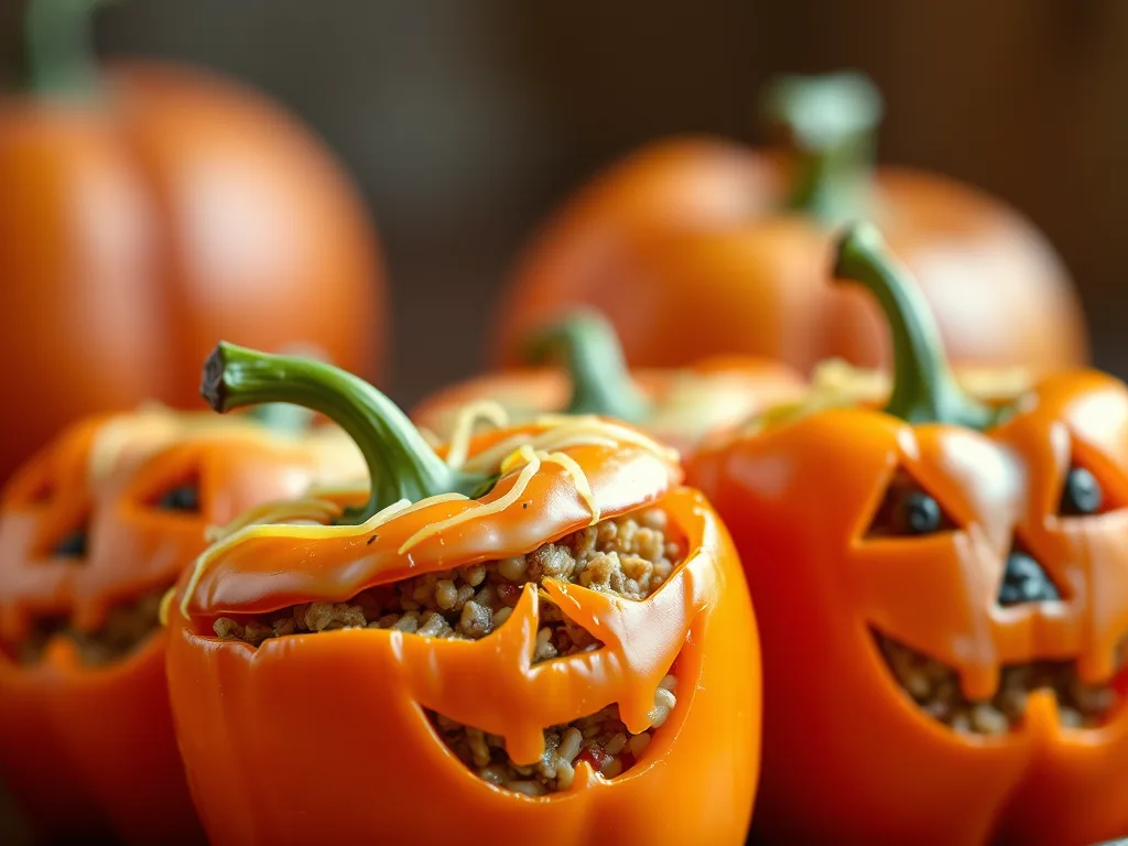 Poivrons farcis effrayants – Recette de dîner sur le thème d’Halloween