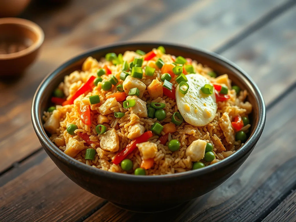 Peruvian Chaufa Fried Rice with Chicken and Vegetables Recipe