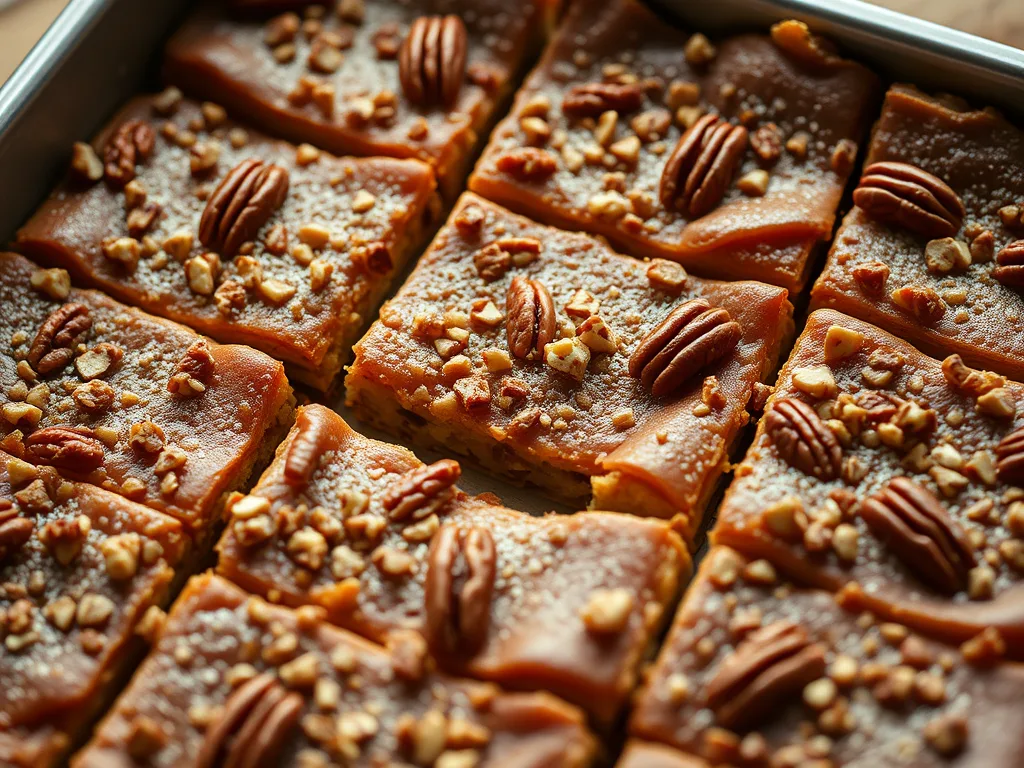Barres de tarte aux pacanes et au bourbon, une recette de dessert de Thanksgiving
