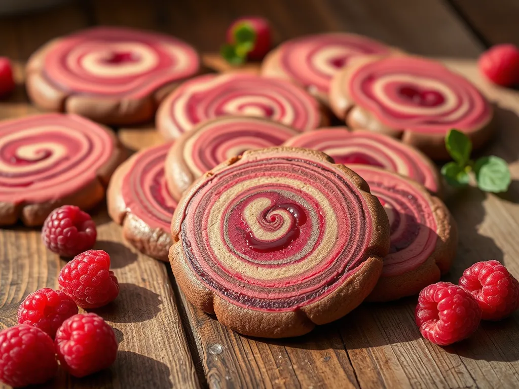 Kekse mit Rubinschokolade und Himbeerstrudel