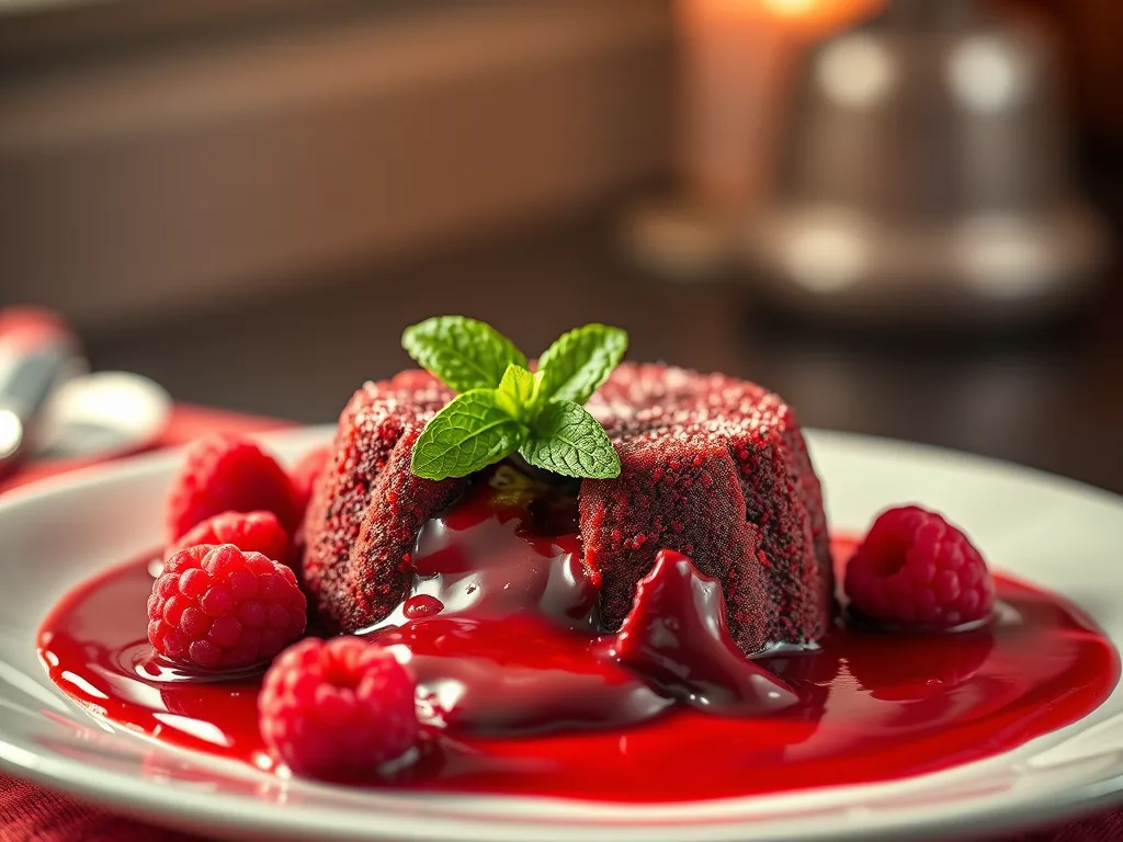Red Velvet Lava Cakes mit Himbeer-Coulis